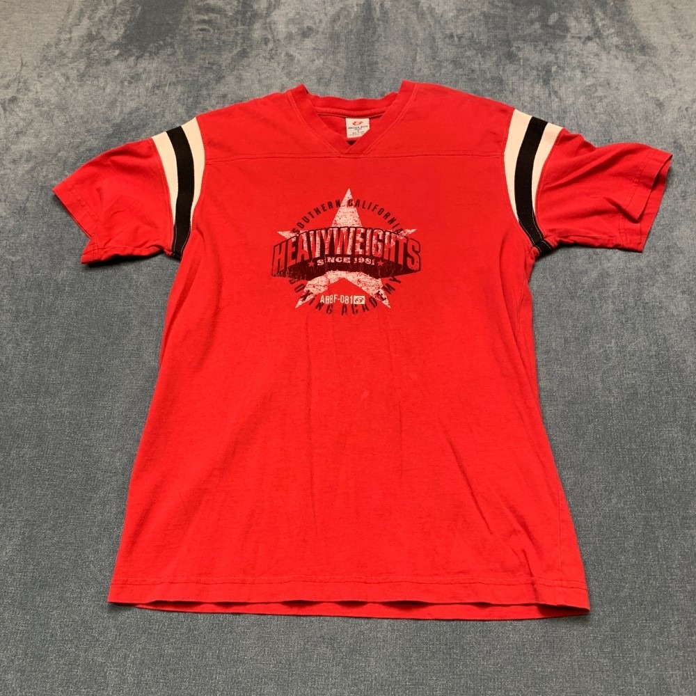 Vintage Anchor Blue T Shirt Mens Small Red Graphic Print Short Sleeve V-Neck